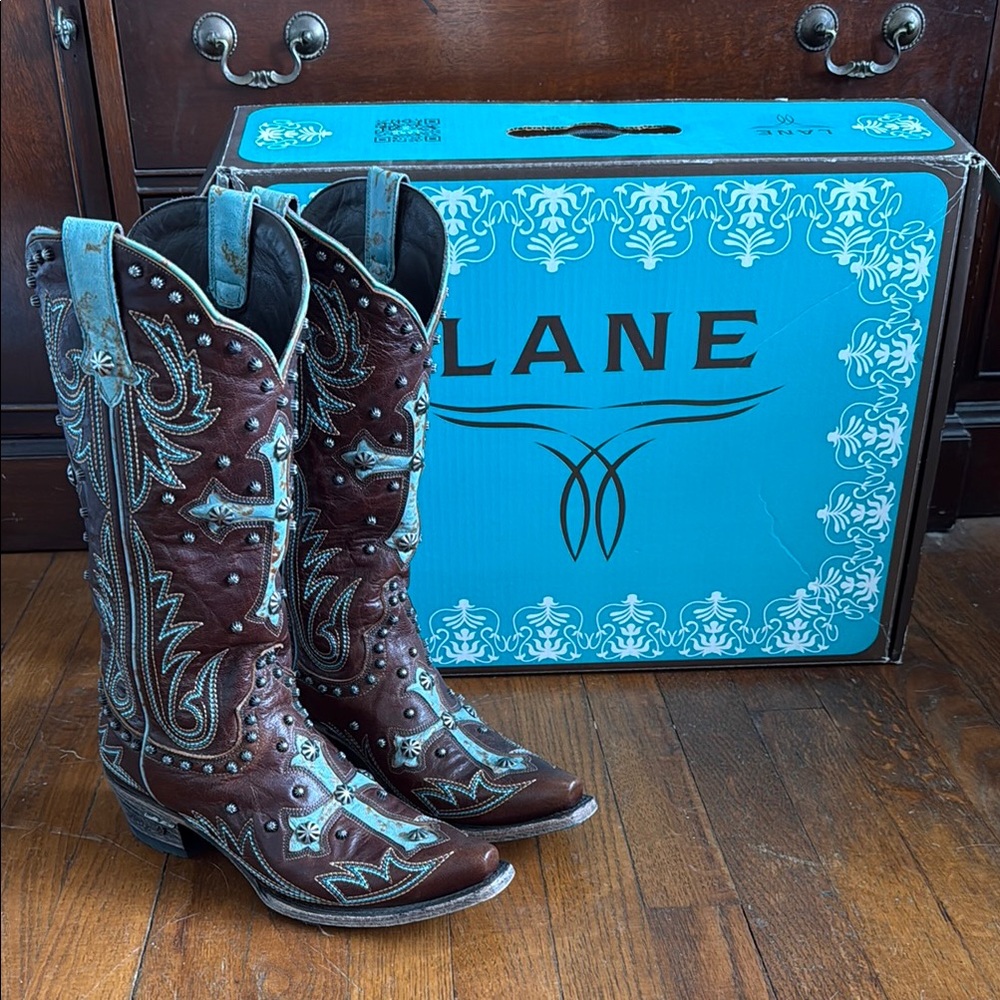 Lane Cross and concho studded Western Boots